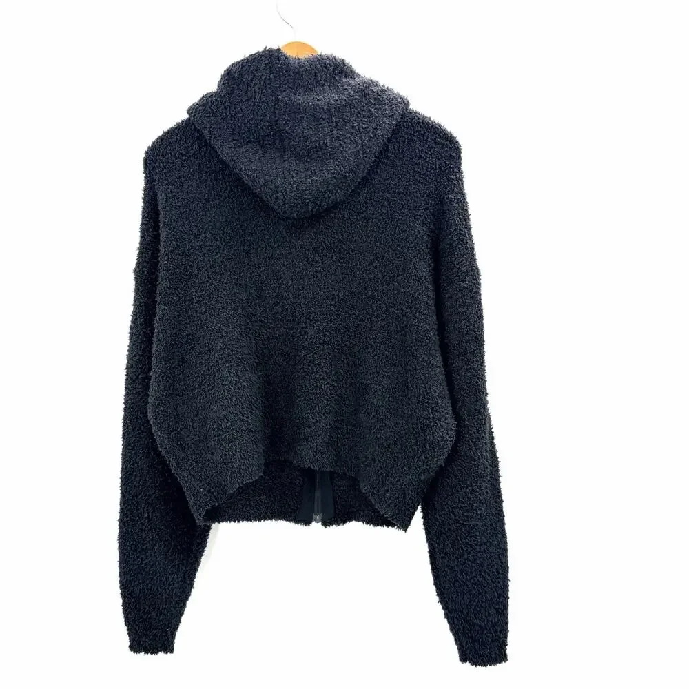 Skims Black Teddy Cozy Cropped Full Zip Hoodie Jacket Womens Size 2X / 3X